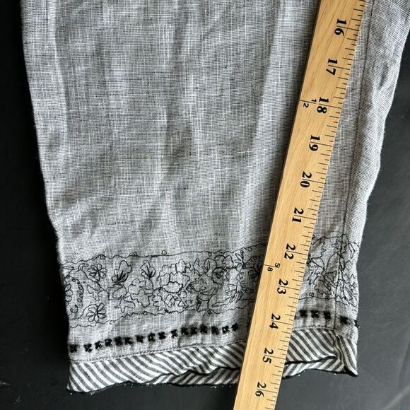 LA Blend Wide Leg Linen Pull On Lagenlook Boho Pants Beaded Sequin Hems Size M - Picture 14 of 14